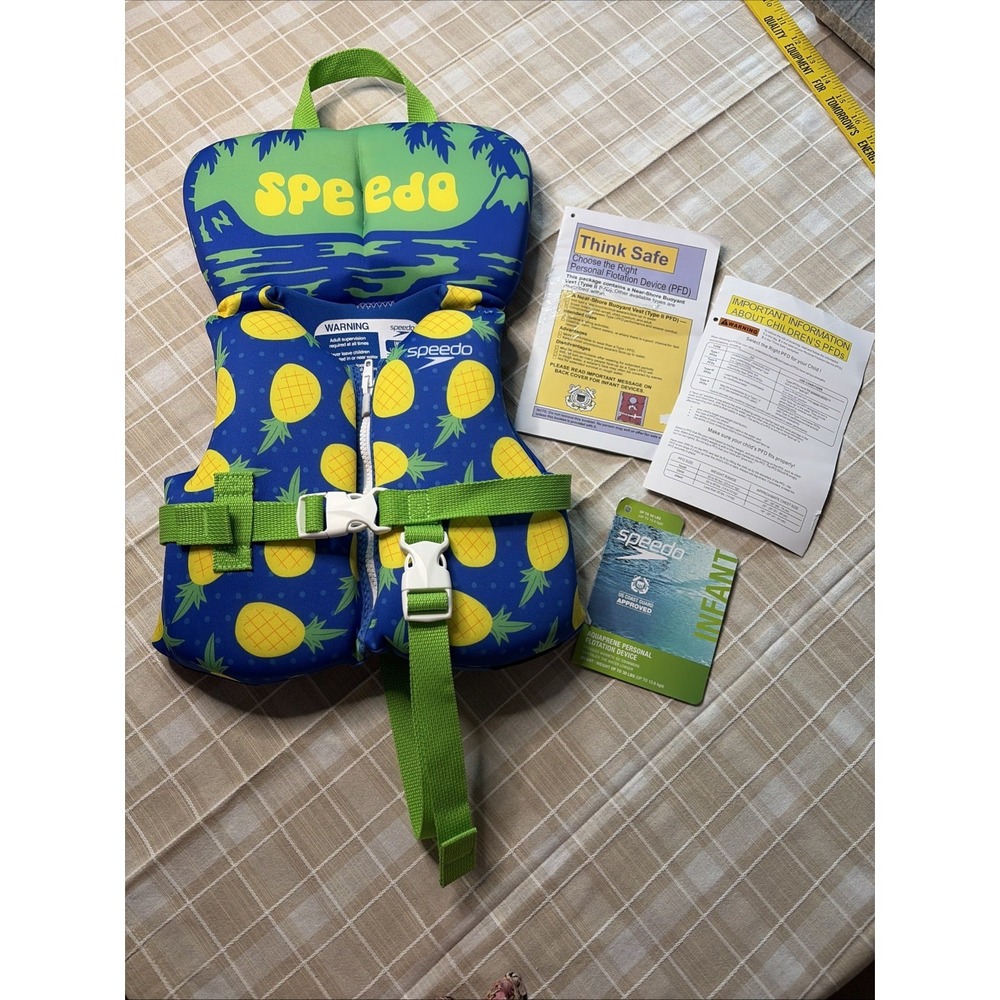 Speedo Infant Life Vest - Pineapple Up To 30lb.new Coast Guard Approved